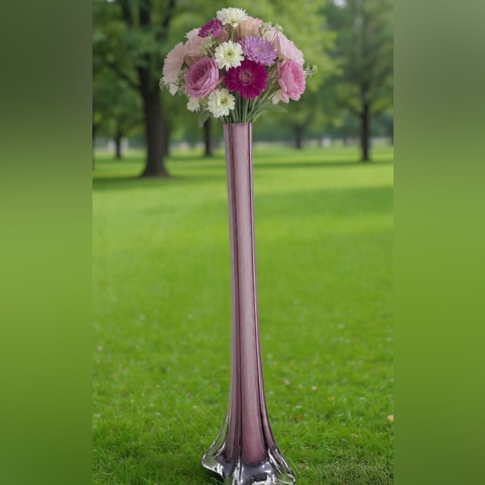 Eiffel tower vase 15.5” inch high decorative vase purple ( wine color ) - Picture 2 of 6